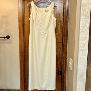 SL‎ Fashions Ivory 2 pc Jacket Dress Sleeveless Sheath Open Jacket Sz 12 EUC